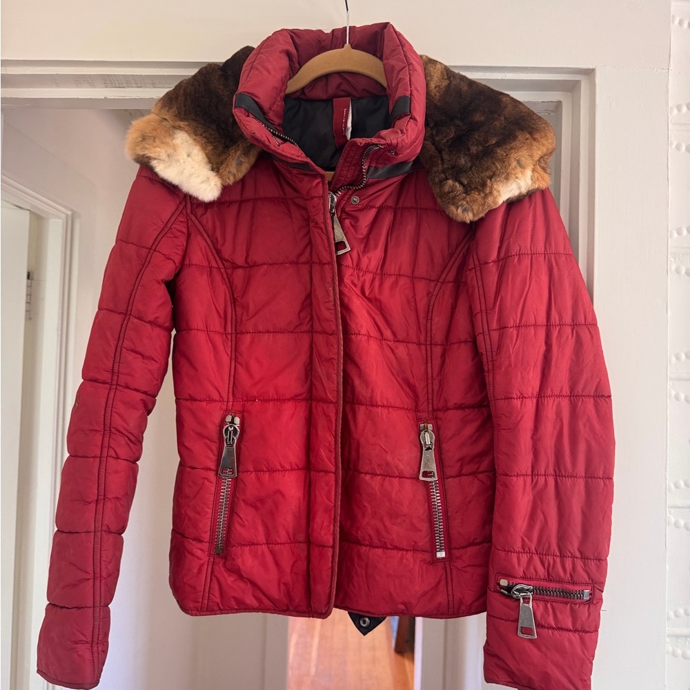 AUTHIER 1910 x PERFORMANCE SKI ASPEN Italian Luxury Ski Jacket Fur Hood IT 42